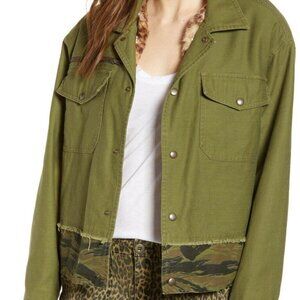 Pam And Gela Slouchy Army Jacket with Removable Faux Fur Lining